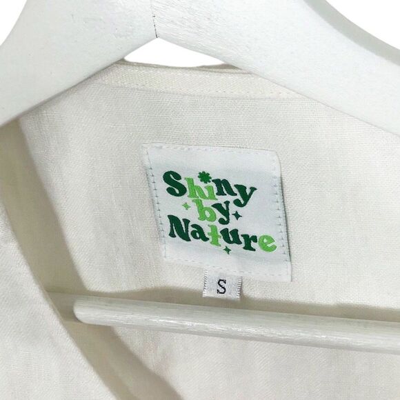 Shiny by Nature Princess 100% Linen Ivory-White Dress Pockets Womens Size Small - Picture 6 of 11